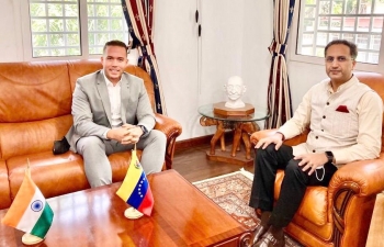 Ambassador Abhishek Singh received today Mr Gustavo Gutierrez, Secretary of Productive Economy and Tourism of Carabobo State,  at the Embassy. They discussed matters of bilateral cooperation